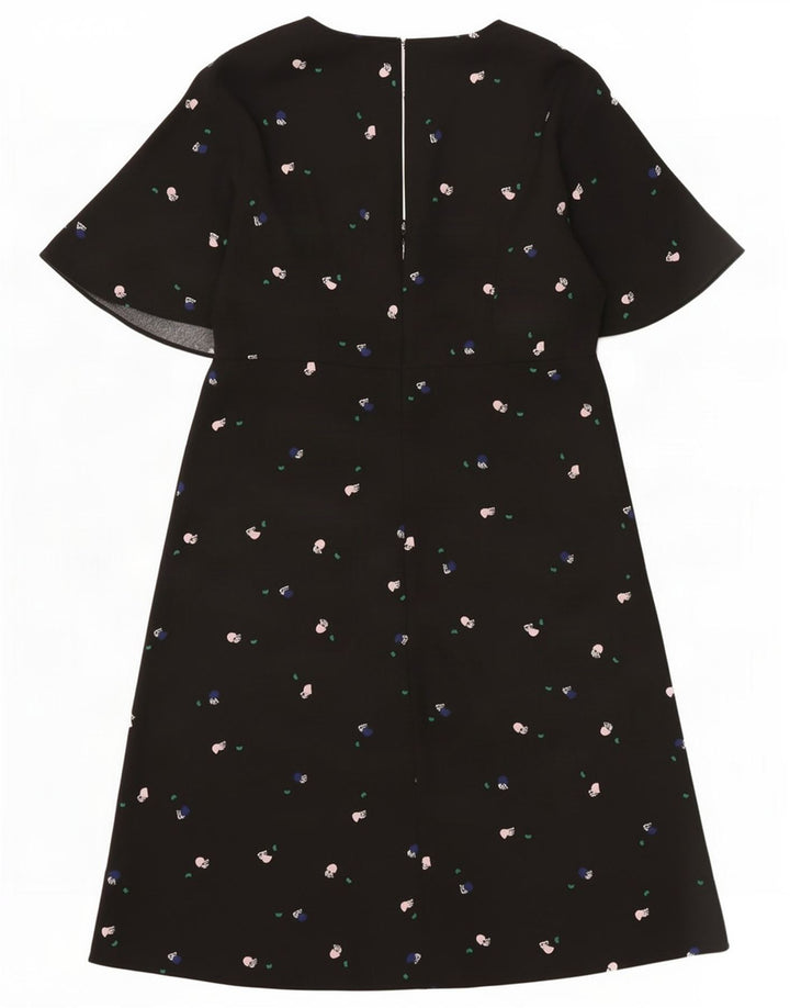 Marks & Spencer Vestido acampanado con estampado abstracto para mujer, talla 40, color negro