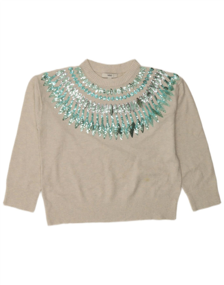 Marks & Spencer Suéter de Cuello Redondo para Mujer UK 44 Medio Beige