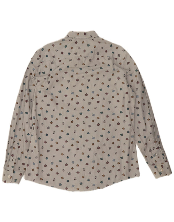 Crew Clothing Camisa ajustada con estampado abstracto para hombre Algodón blanco grande