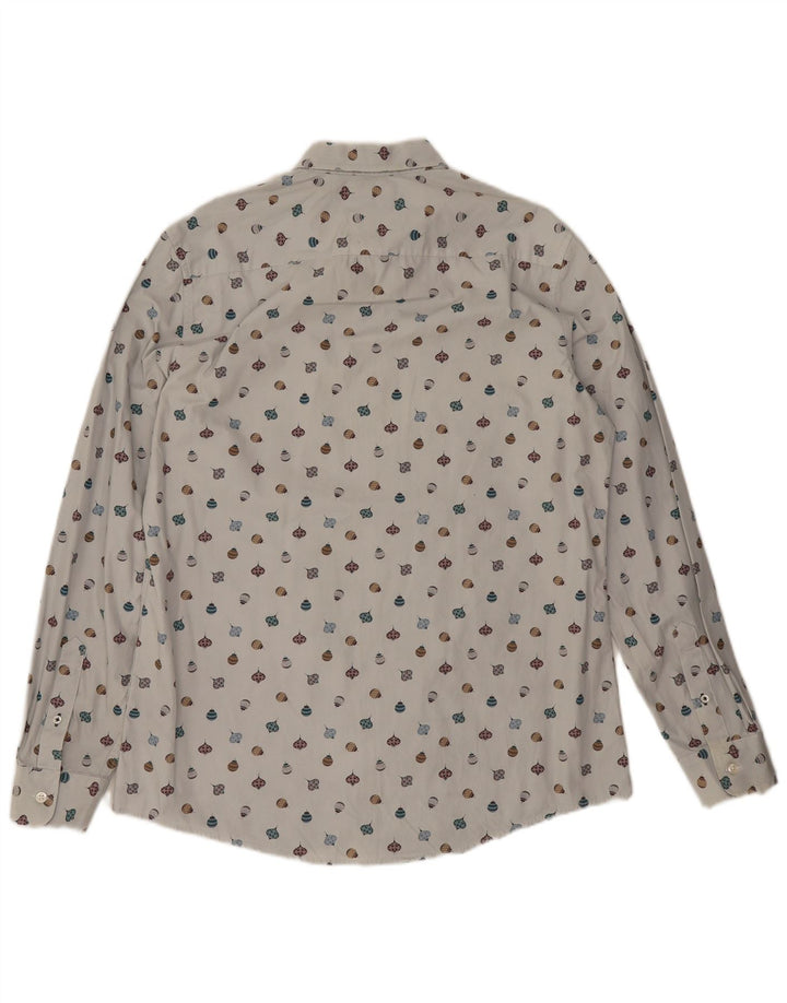Crew Clothing Camisa ajustada con estampado abstracto para hombre Algodón blanco grande