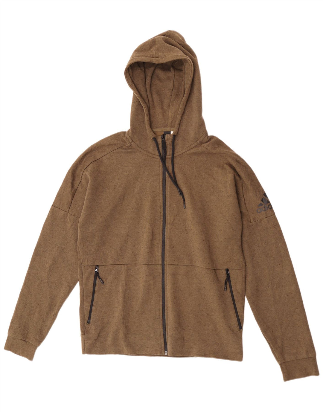 Adidas - Sudadera con capucha y cremallera para hombre, color marrón grande