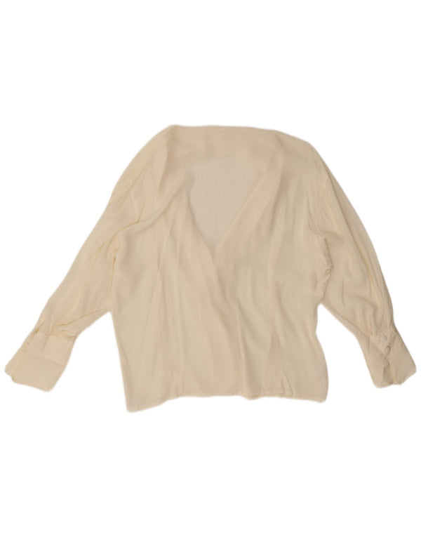 Vintage mujer camisa blusa Reino Unido 18 XL de seda blanca