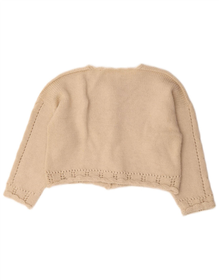 Vintage mujer crop cardigan suéter Reino Unido 14 beige medio