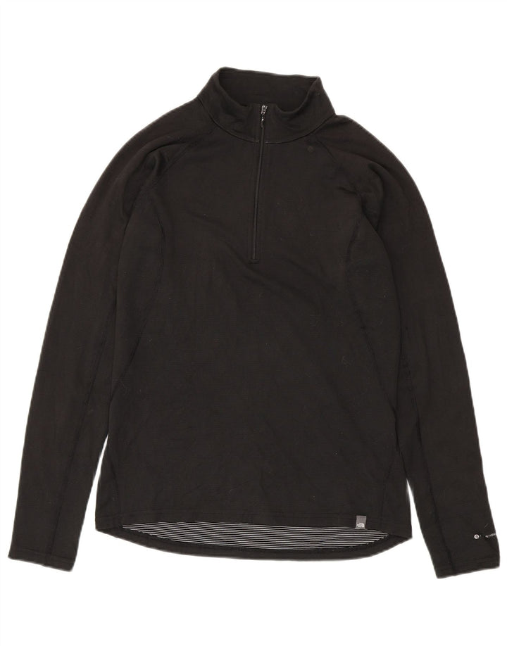 The North Face Hombre Zip Neck Jersey Chándal Top Pequeño Poliéster Negro