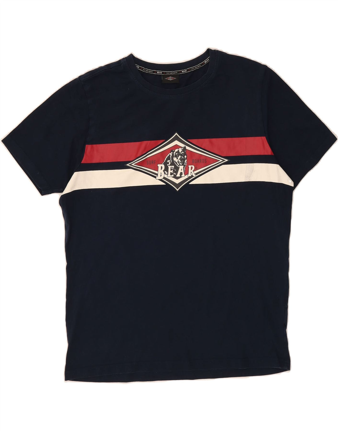 BEAR Mens Graphic T-Shirt Top XL Navy Blue Cotton Vintage Bear and Second-Hand Bear from Messina Hembry 