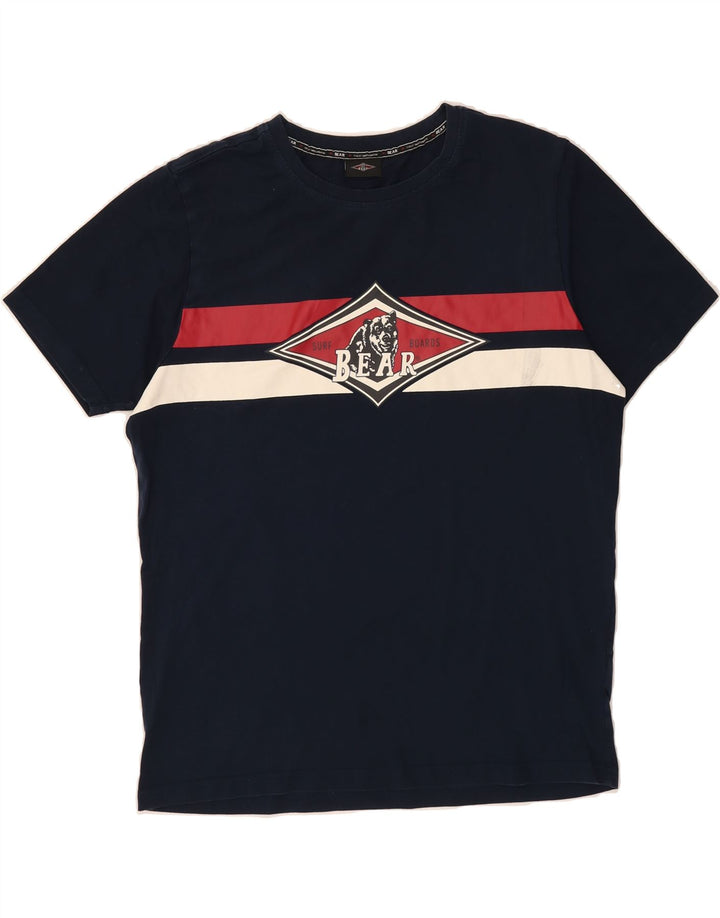 BEAR Mens Graphic T-Shirt Top XL Navy Blue Cotton Vintage Bear and Second-Hand Bear from Messina Hembry 