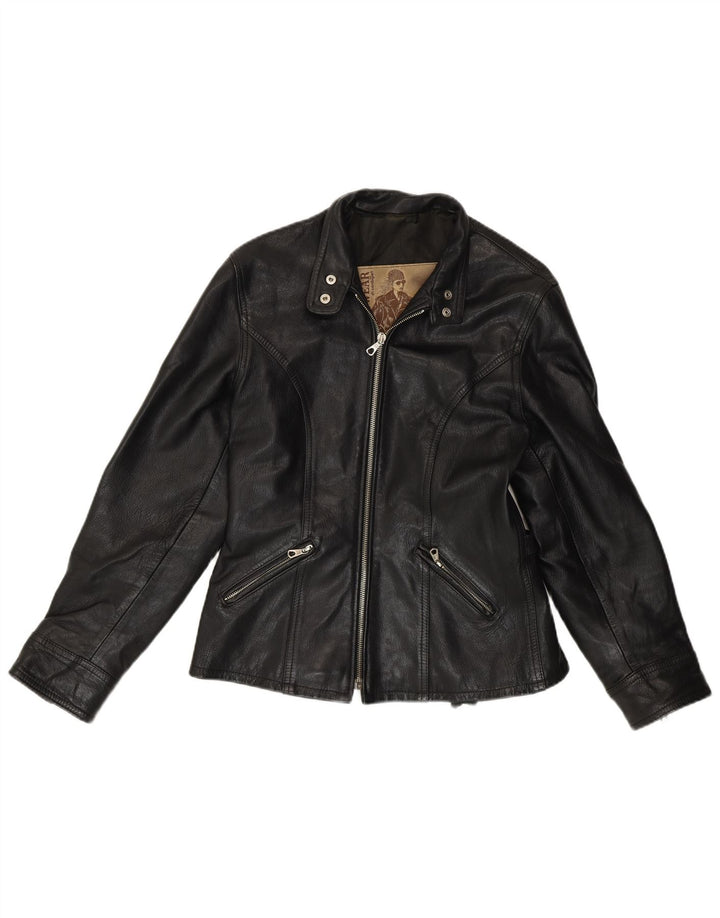 Conbipel Chaqueta de cuero para mujer UK 44 Cuero negro mediano