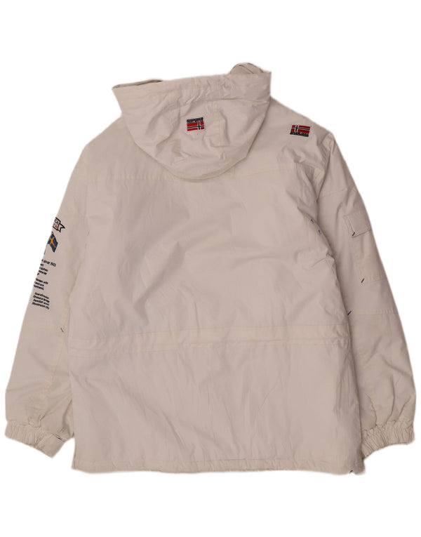 Geographical Norway Chaqueta anorak con capucha y gráfico para hombre UK 42 XL Blanco