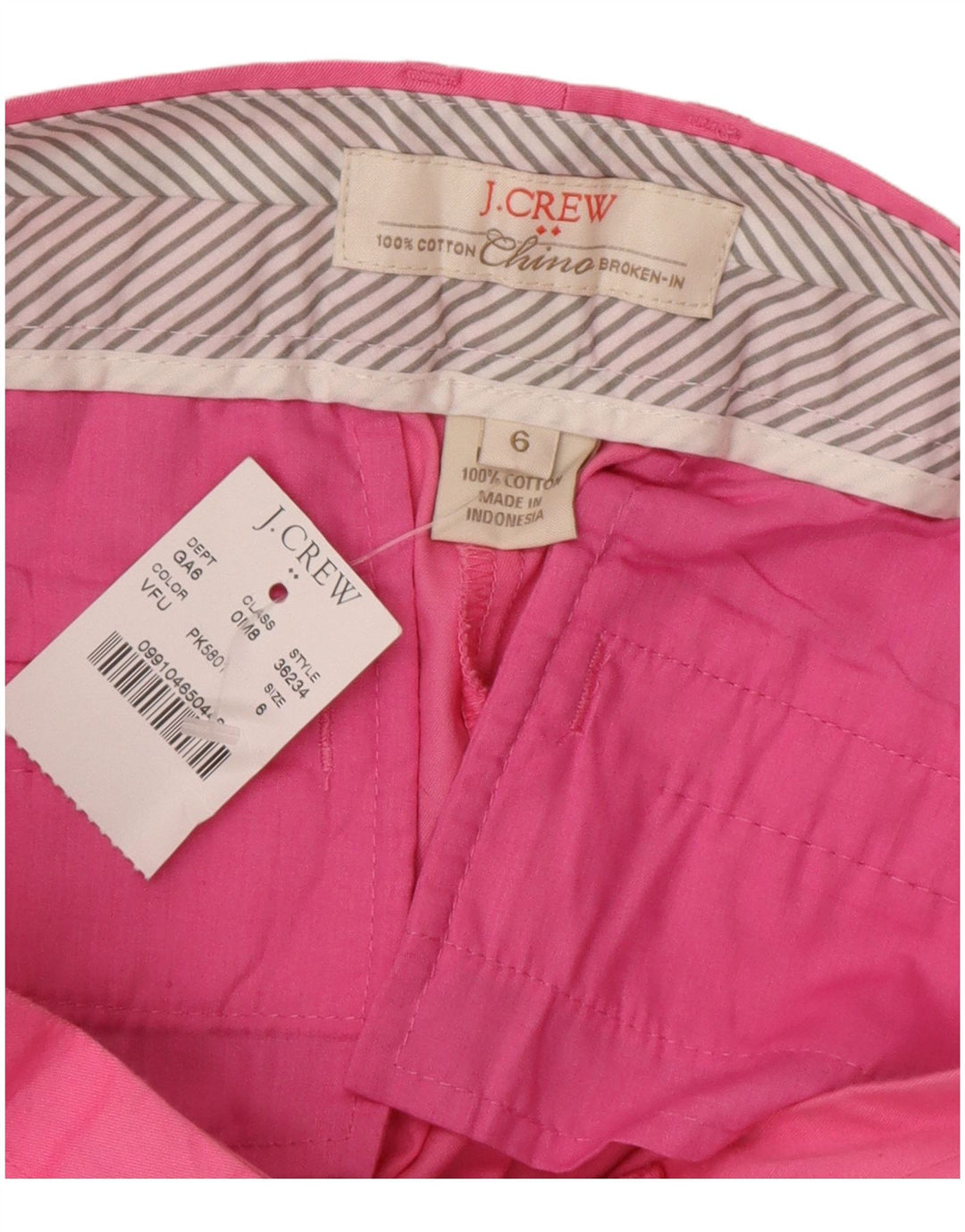 J. CREW Pantalones cortos chinos para mujer US 6 Medium W32 Algodón rosa