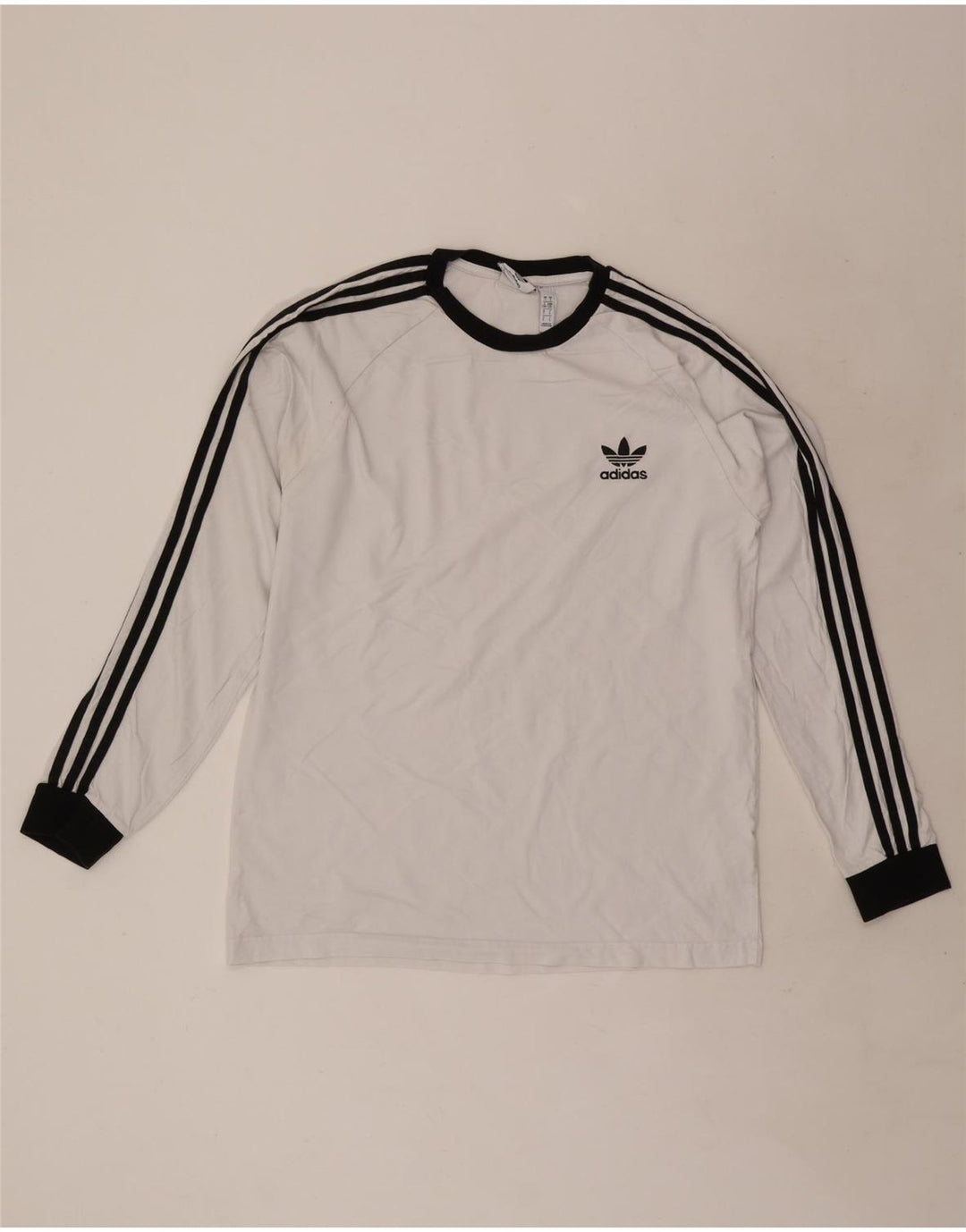 Adidas Hombre Top Manga Larga Grande Algodón Blanco