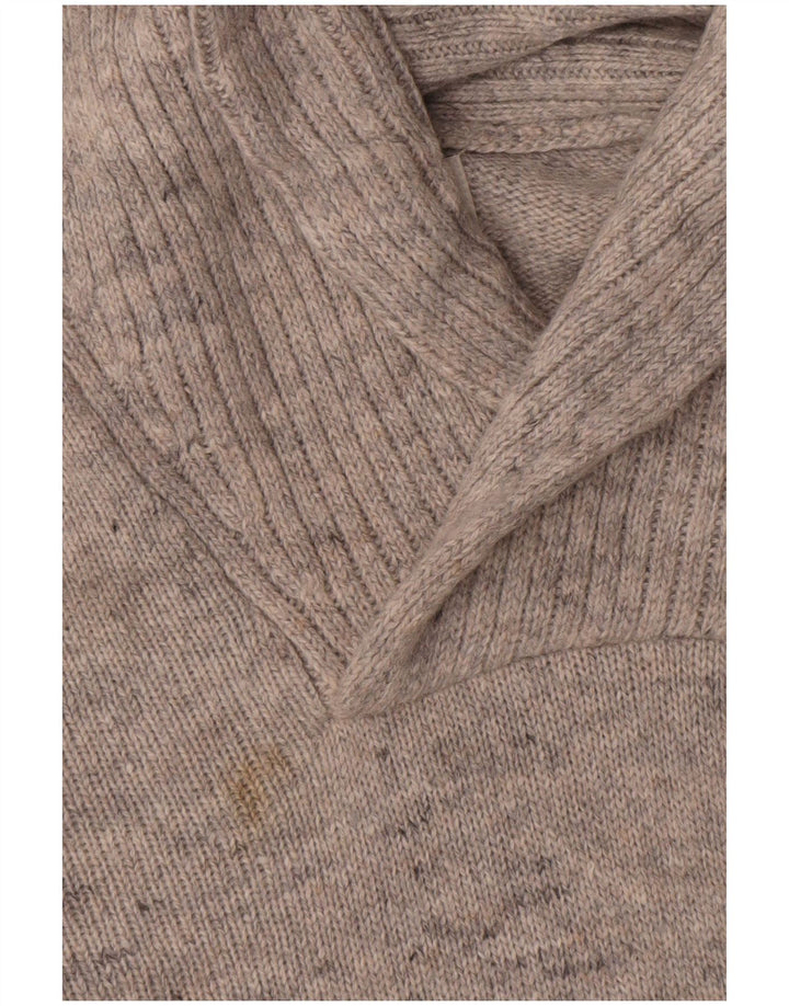 Marks & Spencer Suéter tipo jersey con cuello chal para hombre de lana de cordero moteada gris grande