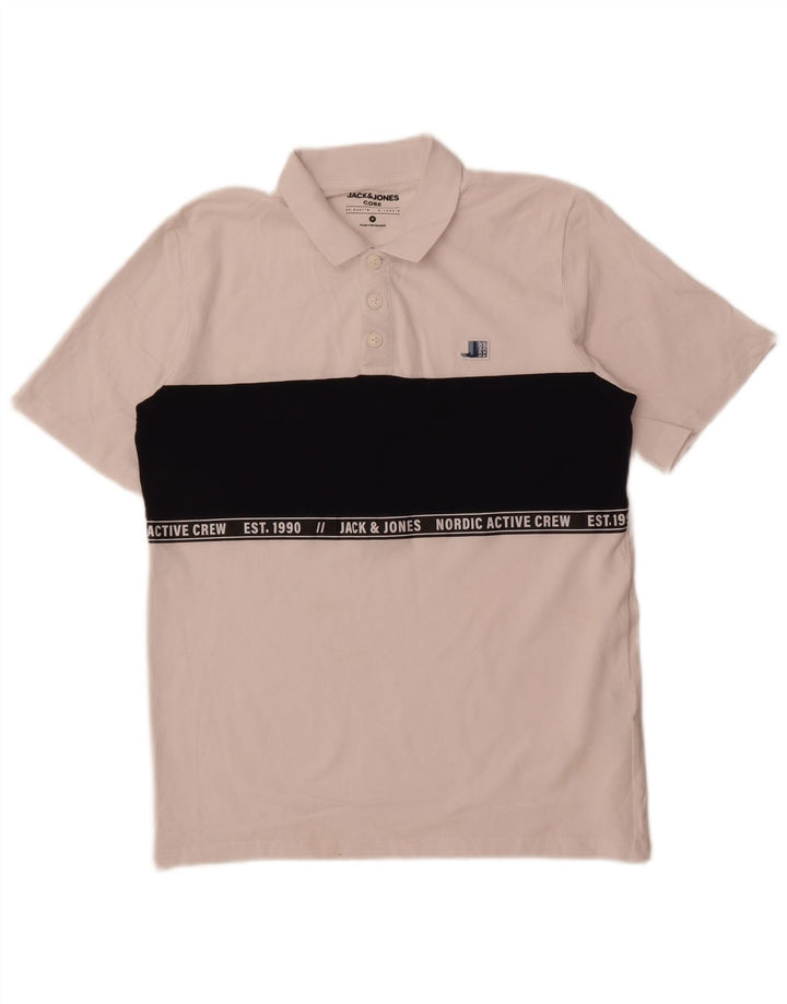 Jack & Jones Hombre Polo Gráfico De Algodón Color Block Blanco Mediano