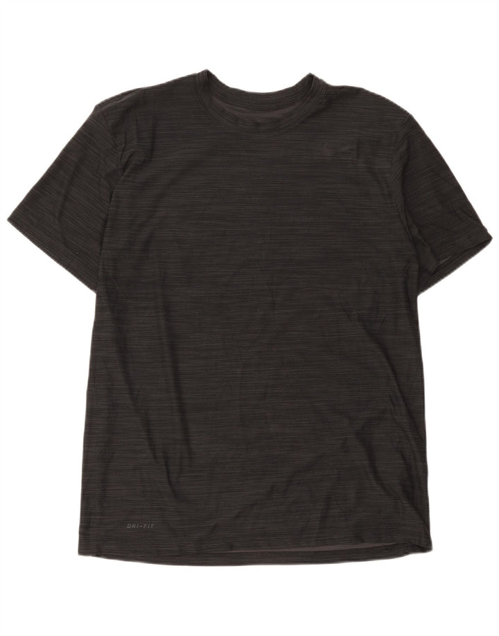 Nike Camiseta Dri Fit para hombre Top grande de poliéster a rayas negras