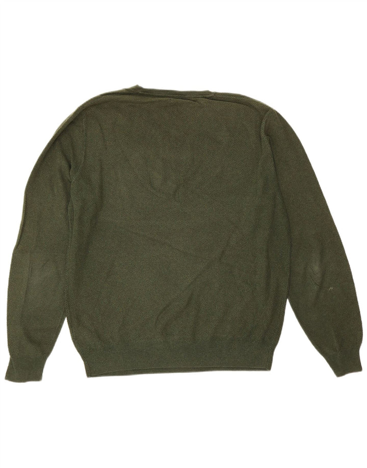 Massimo Dutti Jersey Cuello Pico Hombre Large Verde Algodón