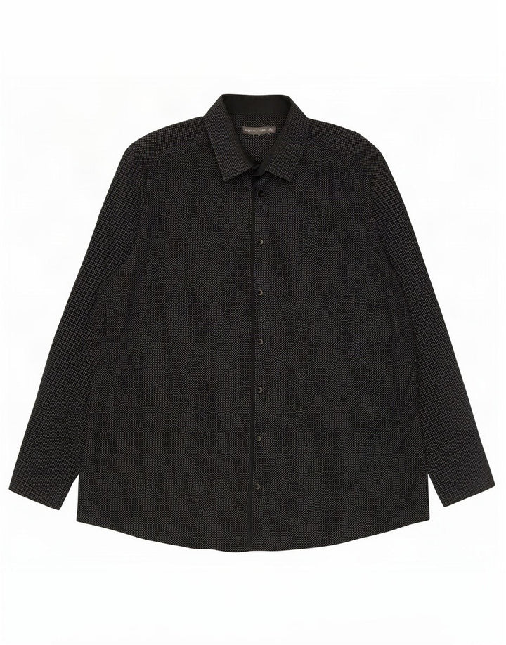 Angelo Litrico Camisa Hombre Talla 45/46 2XL Algodón Moteado Negro