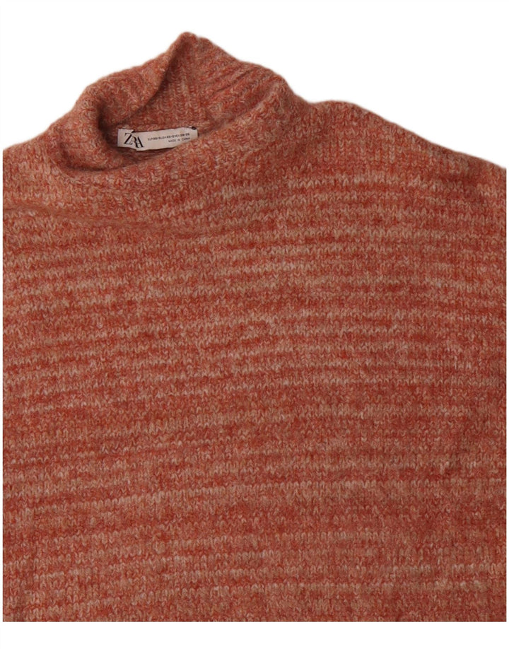 ZARA Jersey oversized con cuello alto para mujer UK 6 XS Naranja Poliéster