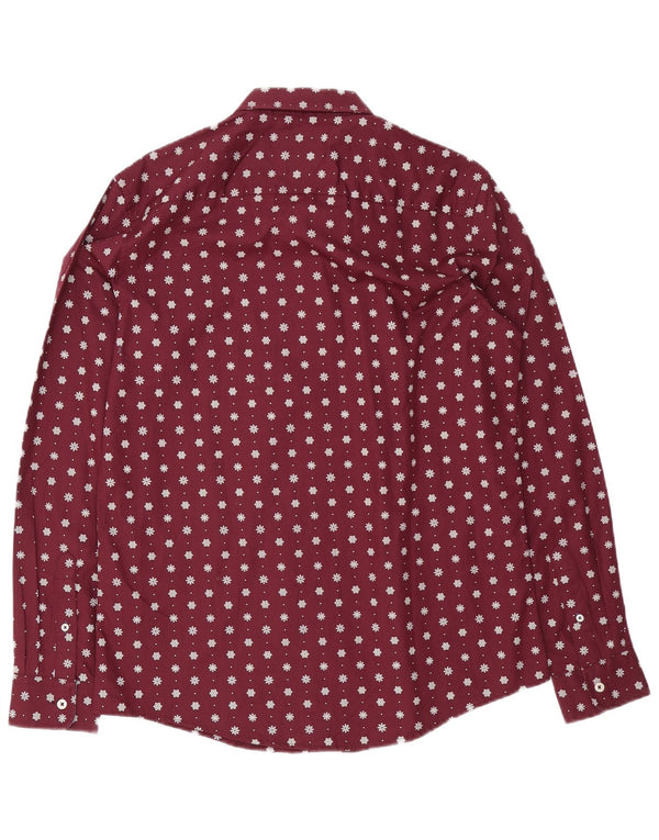 Crew Clothing Camisa ajustada para hombre Algodón floral burdeos medio