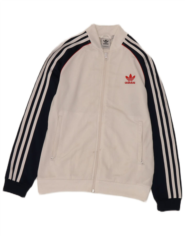 Adidas - Chaqueta de chándal para niño, 11-12 años, color blanco, poliéster