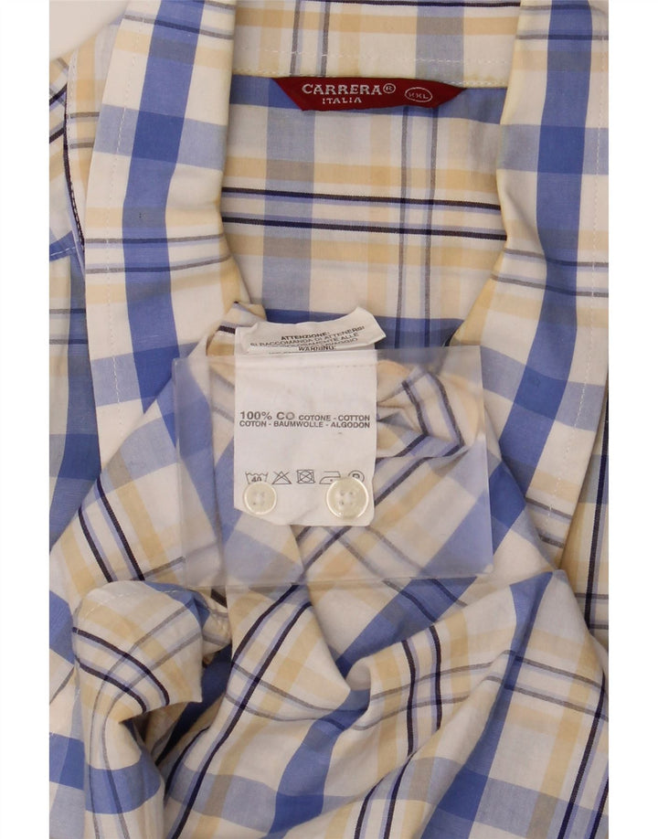 Carrera Camisa de manga corta para hombre 2XL Algodón a cuadros blancos