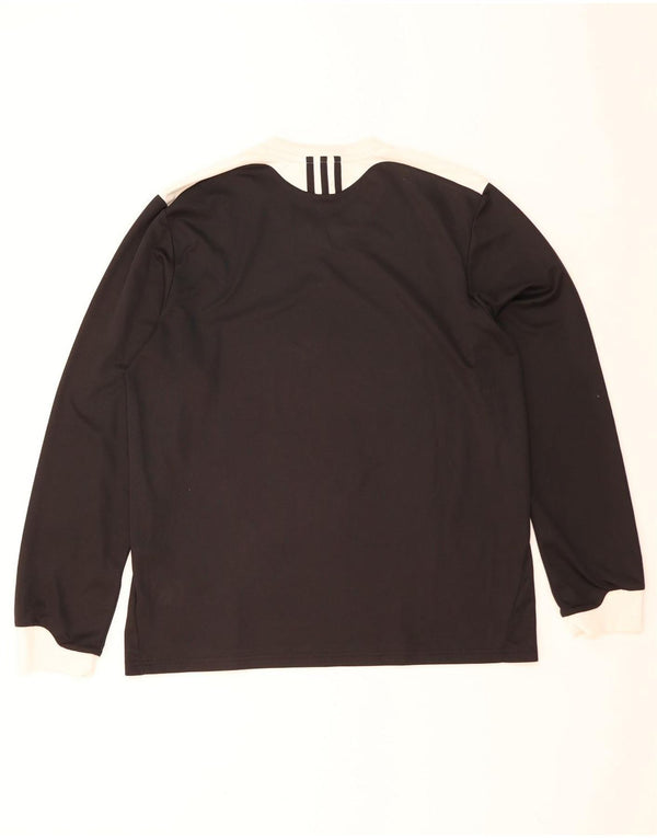 Adidas Mens Climalite Top Manga Larga Grande Negro Colorblock Poliéster