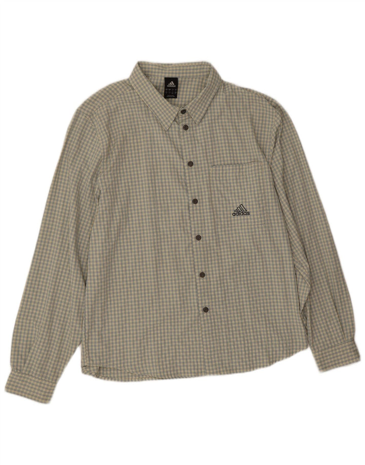 Camisa Adidas Hombre Grande Beige Cuadros Poliéster