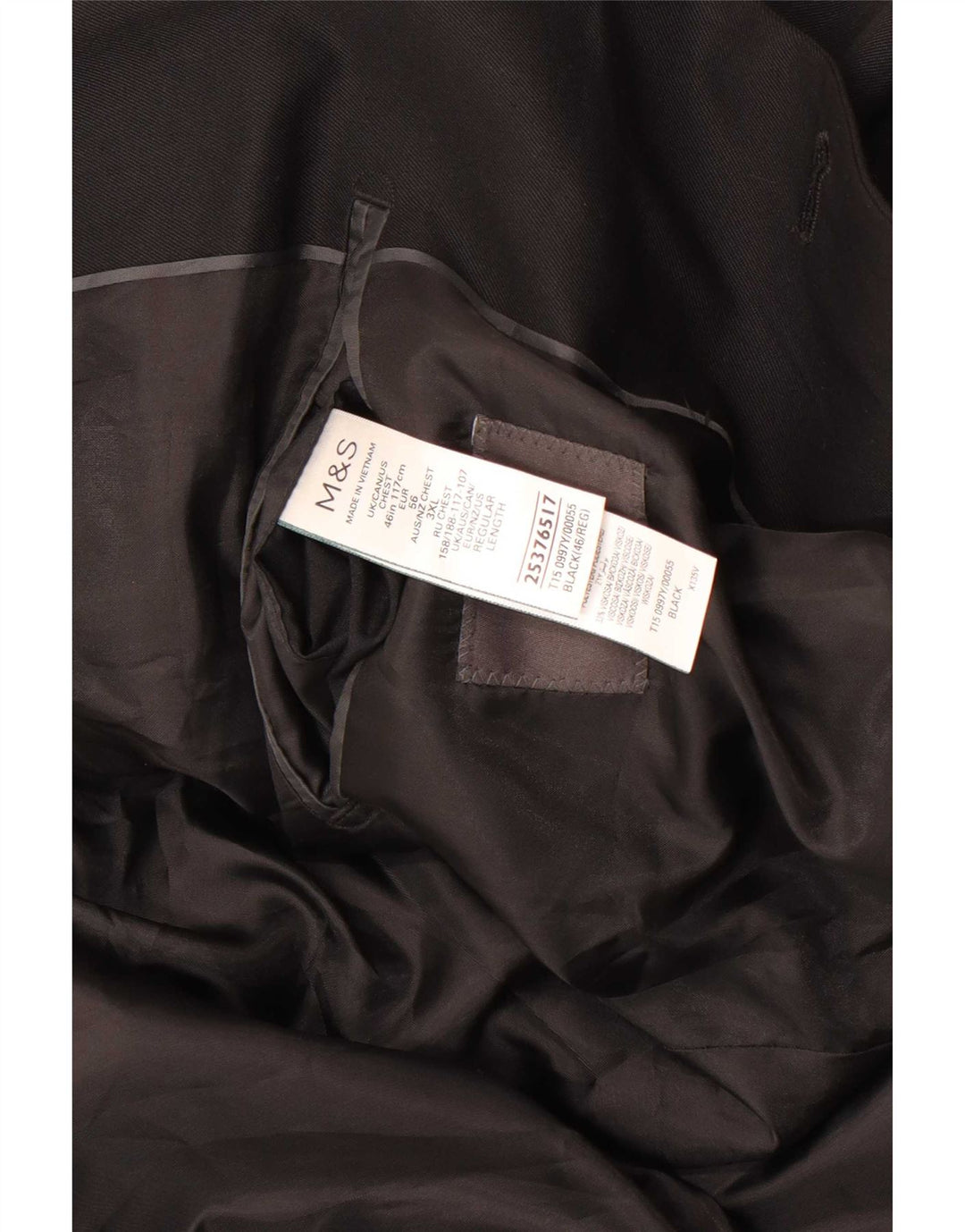 Marks & Spencer Chaqueta tipo blazer de 2 botones para hombre UK 46 XL Poliéster negro