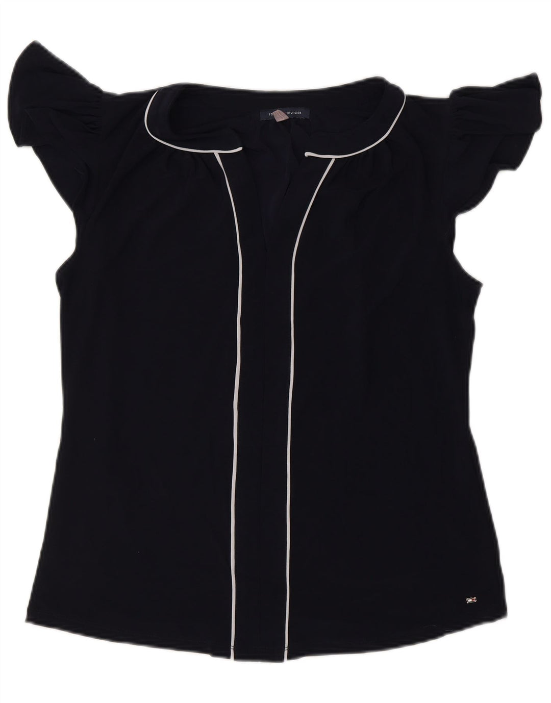 TOMMY HILFIGER Blusa para mujer Top UK 44 Medio Azul marino Poliéster