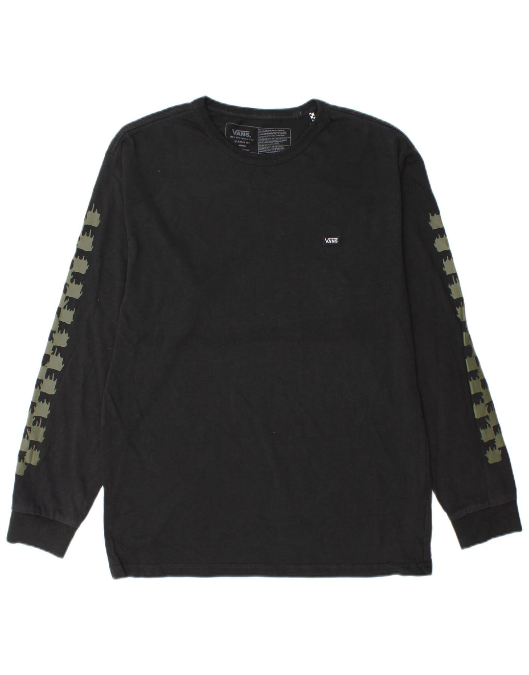 Vans Hombre Classic Fit Graphic Top Manga Larga Algodón Geométrico Negro Mediano