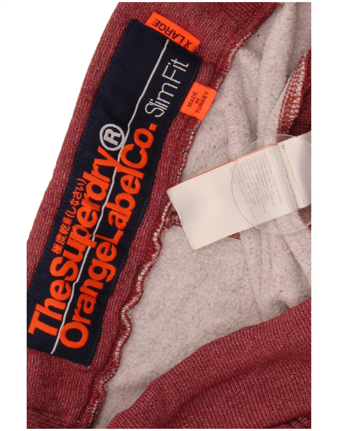 SUPERDRY Hombre Slim Fit Pantalones De Chándal Joggers XL Borgoña Algodón