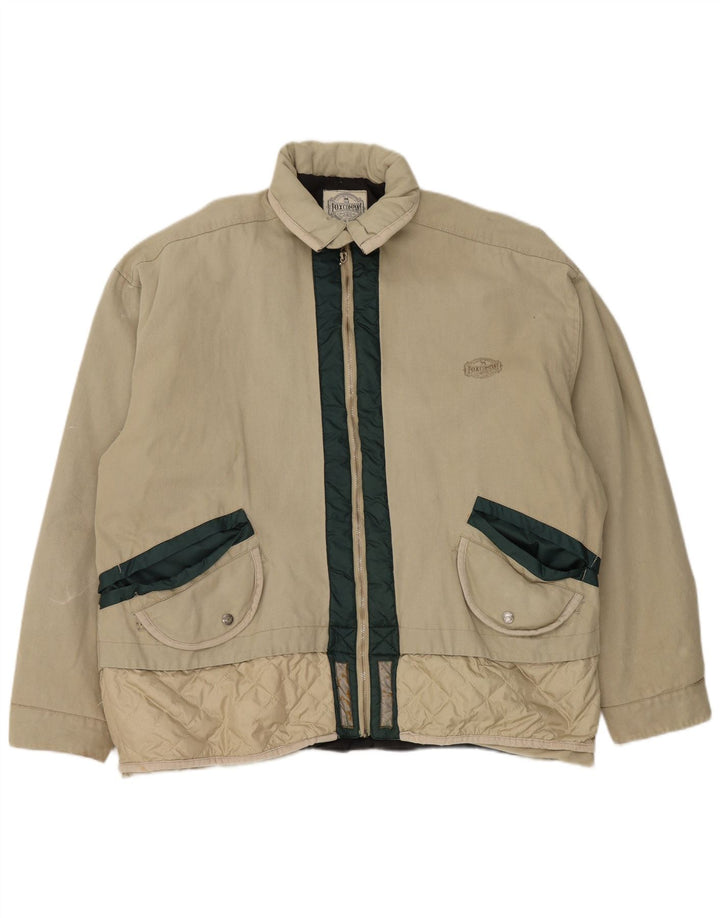 Chaqueta bomber vintage para hombre Reino Unido 42 XL Bloque de color beige