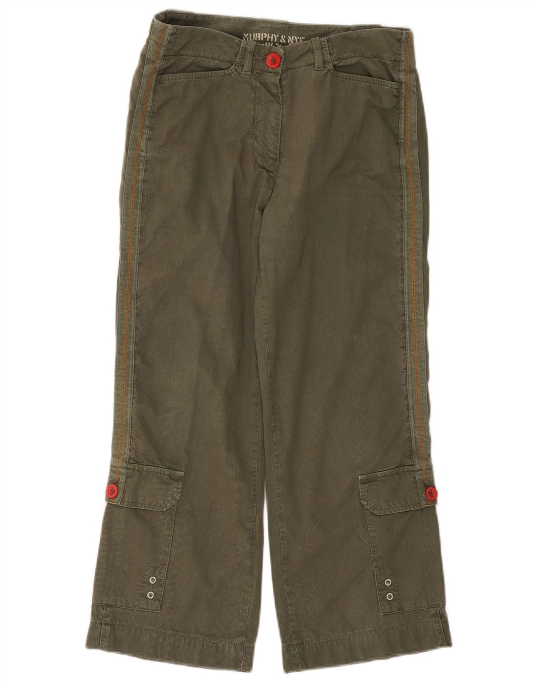 MURPHY & NYE Pantalones rectos de pana para mujer W28 L23 Algodón caqui