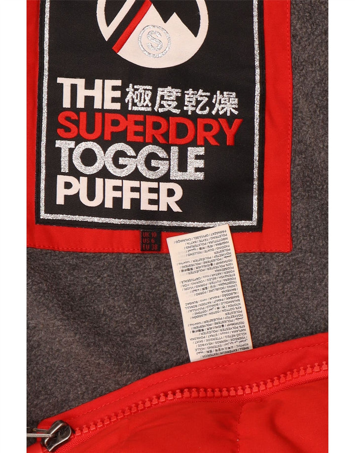 Superdry Mujer Chaqueta Acolchada Con Capucha UK 40 Small Poliéster Rojo