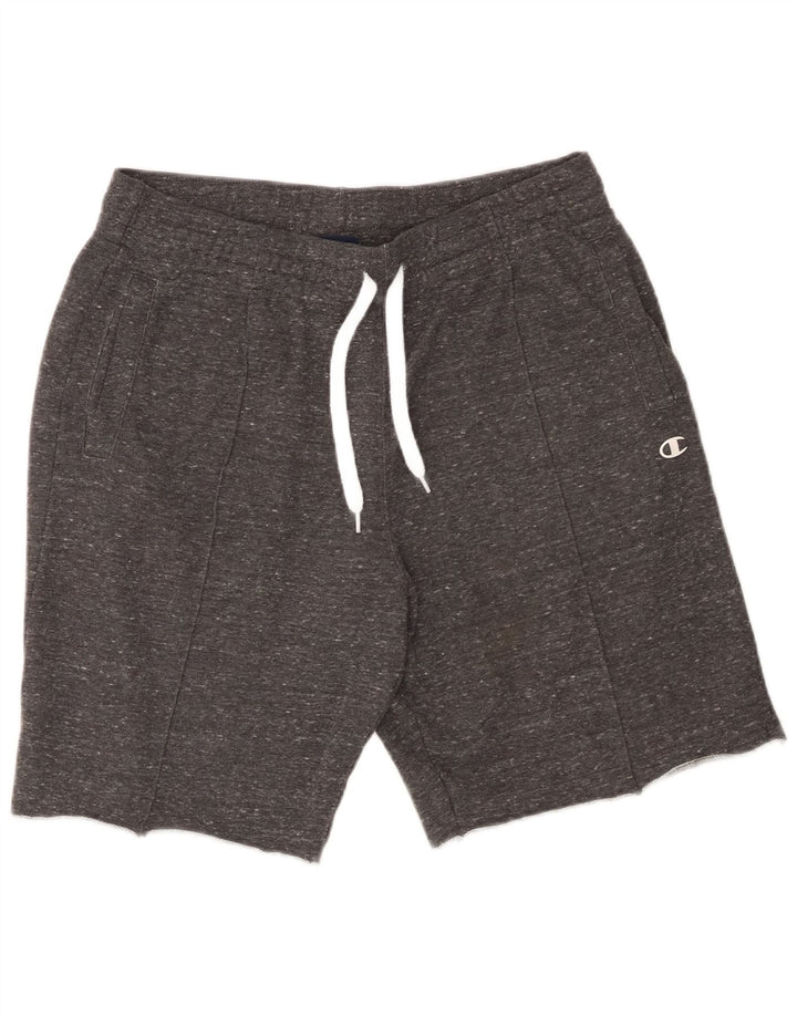 Champion Pantalones cortos deportivos para hombre de algodón moteado gris medio