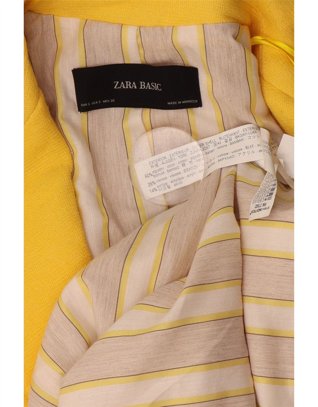 Zara Chaqueta Blazer Larga De Gran Tamaño Con 1 Botón Para Mujer UK 10 Small Yellow