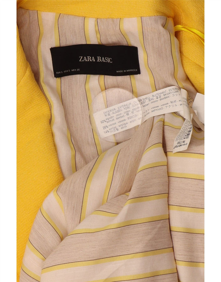 Zara Chaqueta Blazer Larga De Gran Tamaño Con 1 Botón Para Mujer UK 10 Small Yellow