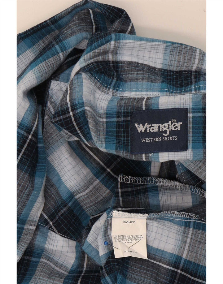 Camisa Wrangler Hombre De Algodón A Cuadros Azul Medio