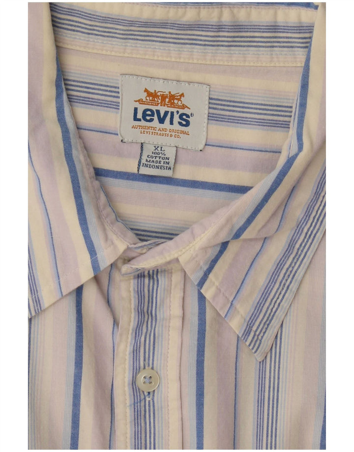 LEVI'S Camisa Manga Corta Hombre XL Algodón Rayas Multicolor