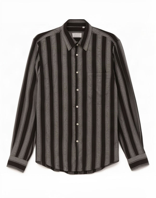 Camisa vintage para hombre grande a rayas negras