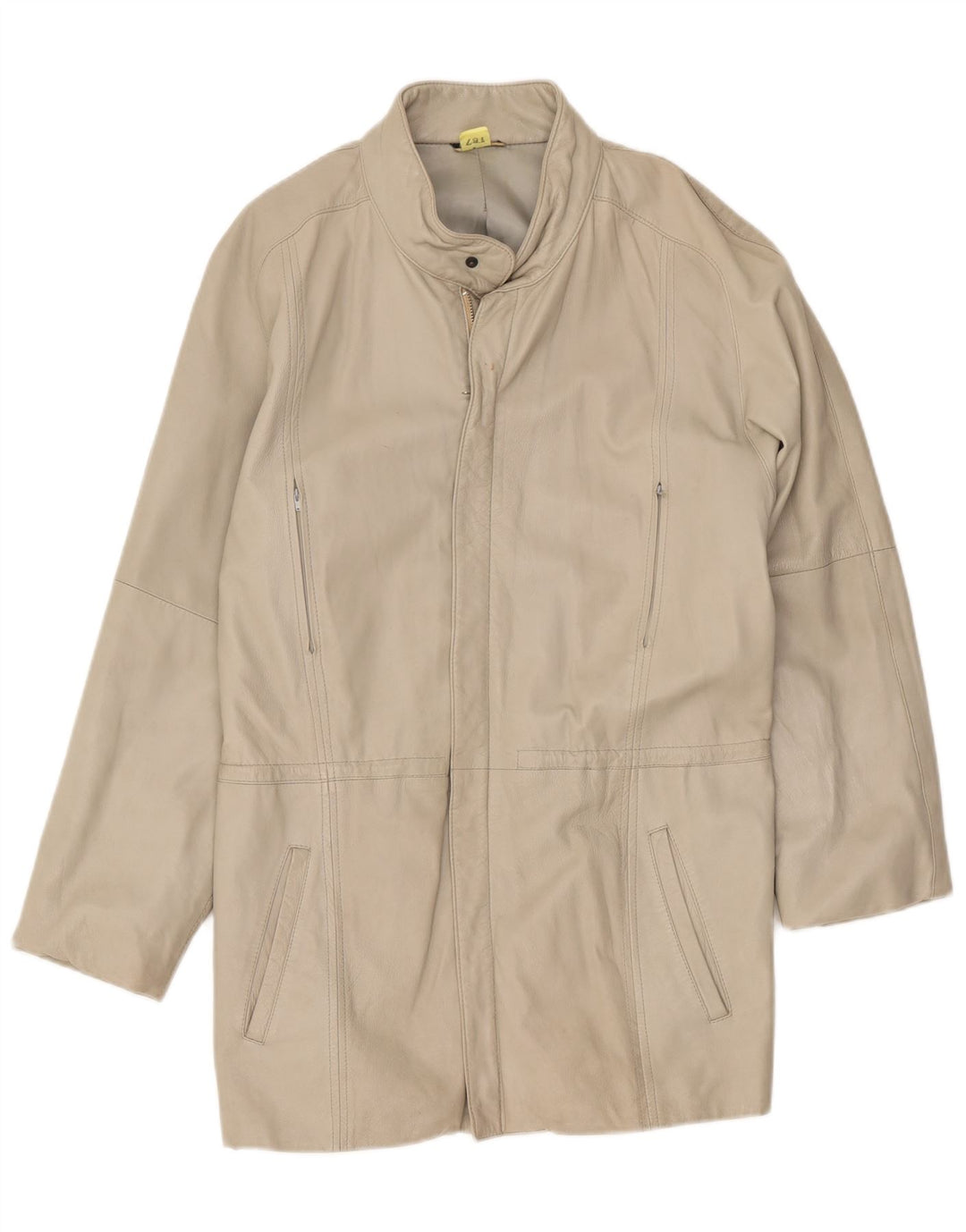 Vintage mujer cuero abrigo Reino Unido 14 medio blanco apagado
