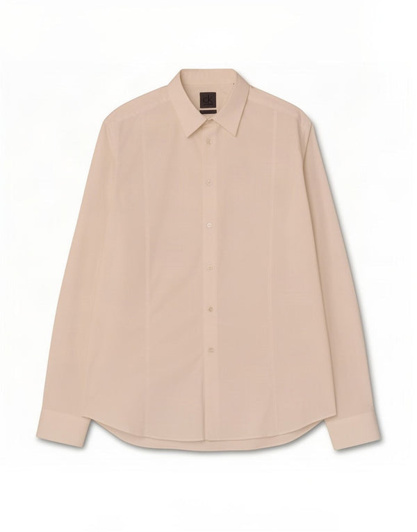 Calvin Klein Camisa elástica ajustada para hombre 2XL Algodón blanco roto