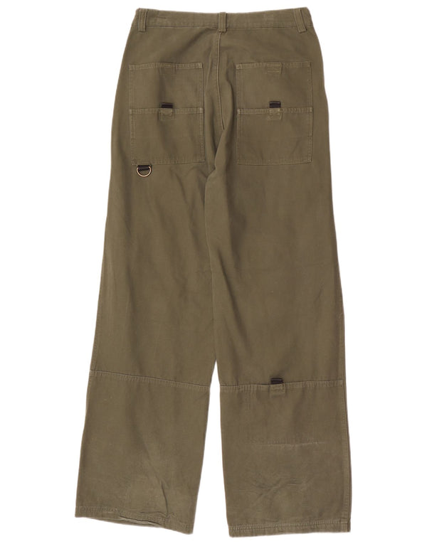 Vintage hombres pierna ancha pantalones chinos IT 46 Pequeño W30 L32 Algodón Caqui