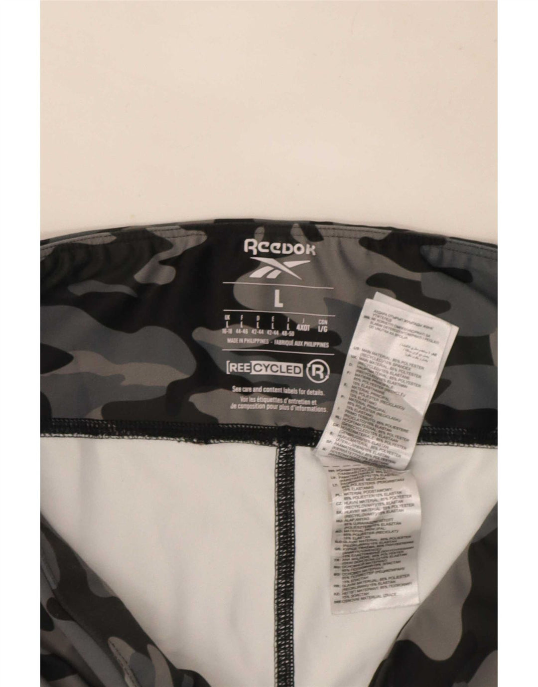 Leggings Reebok Mujer UK 16/18 Grande Gris Camuflaje Poliéster