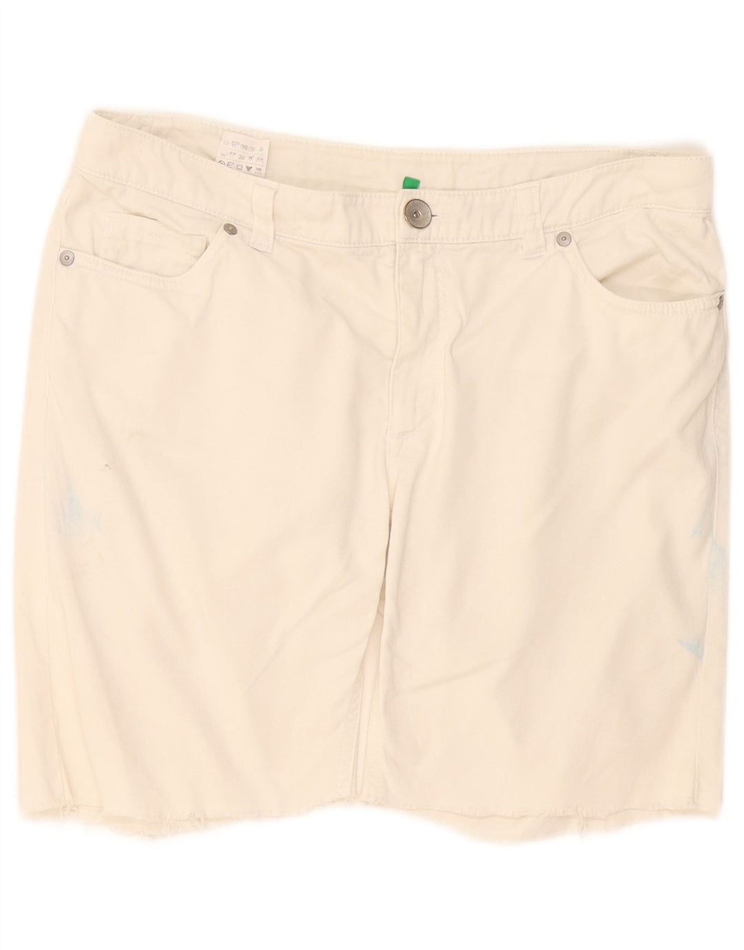 Pantalones Cortos Benetton Mujer IT 44 Medium W34 Blanco Algodón