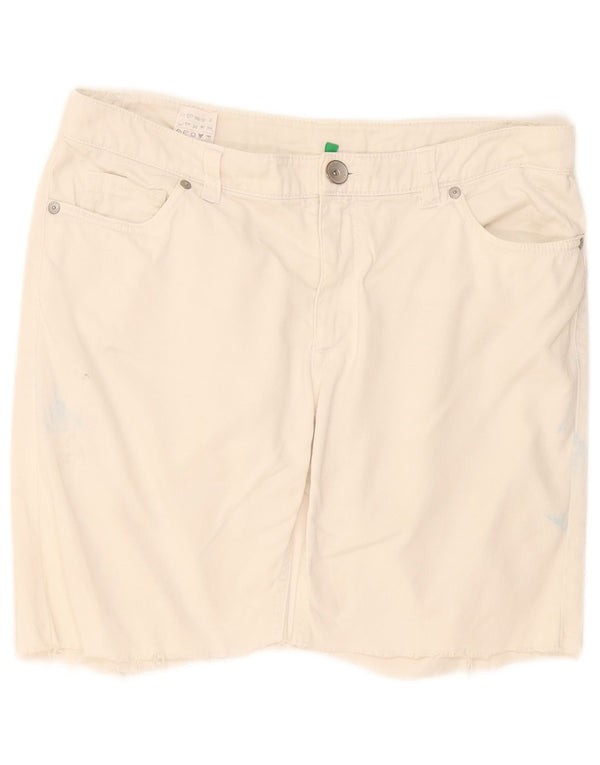 Pantalones Cortos Benetton Mujer IT 44 Medium W34 Blanco Algodón