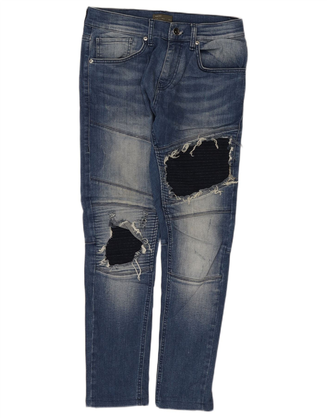 Zara Jeans ajustados desgastados para hombre EU 40 Medium W31 L28 Bloque de color azul