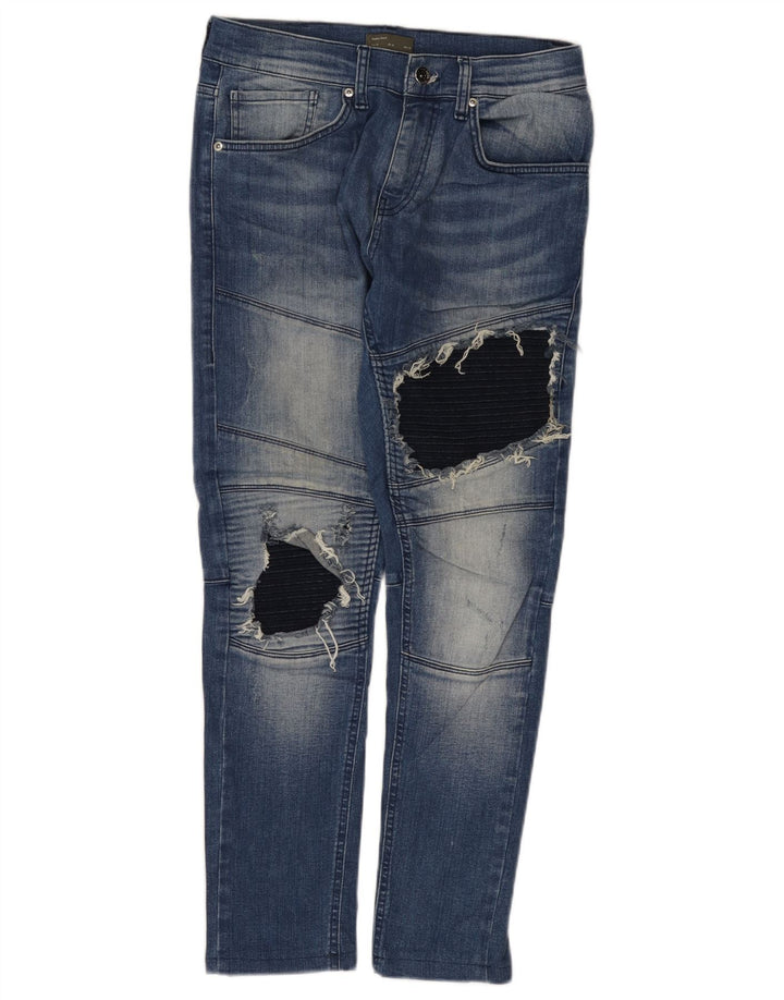 Zara Jeans ajustados desgastados para hombre EU 40 Medium W31 L28 Bloque de color azul