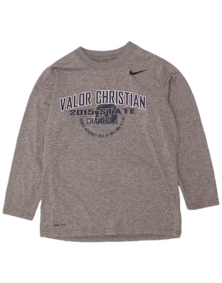 Nike Boys Dri Fit Graphic Top manga larga 8-9 años Pequeño Gris Poliéster