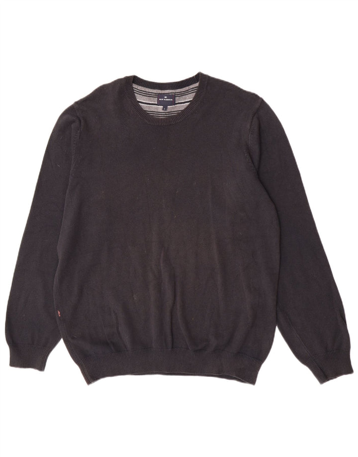 Marks & Spencer Jersey de cuello redondo azul Harbor para hombre, talla grande, azul marino