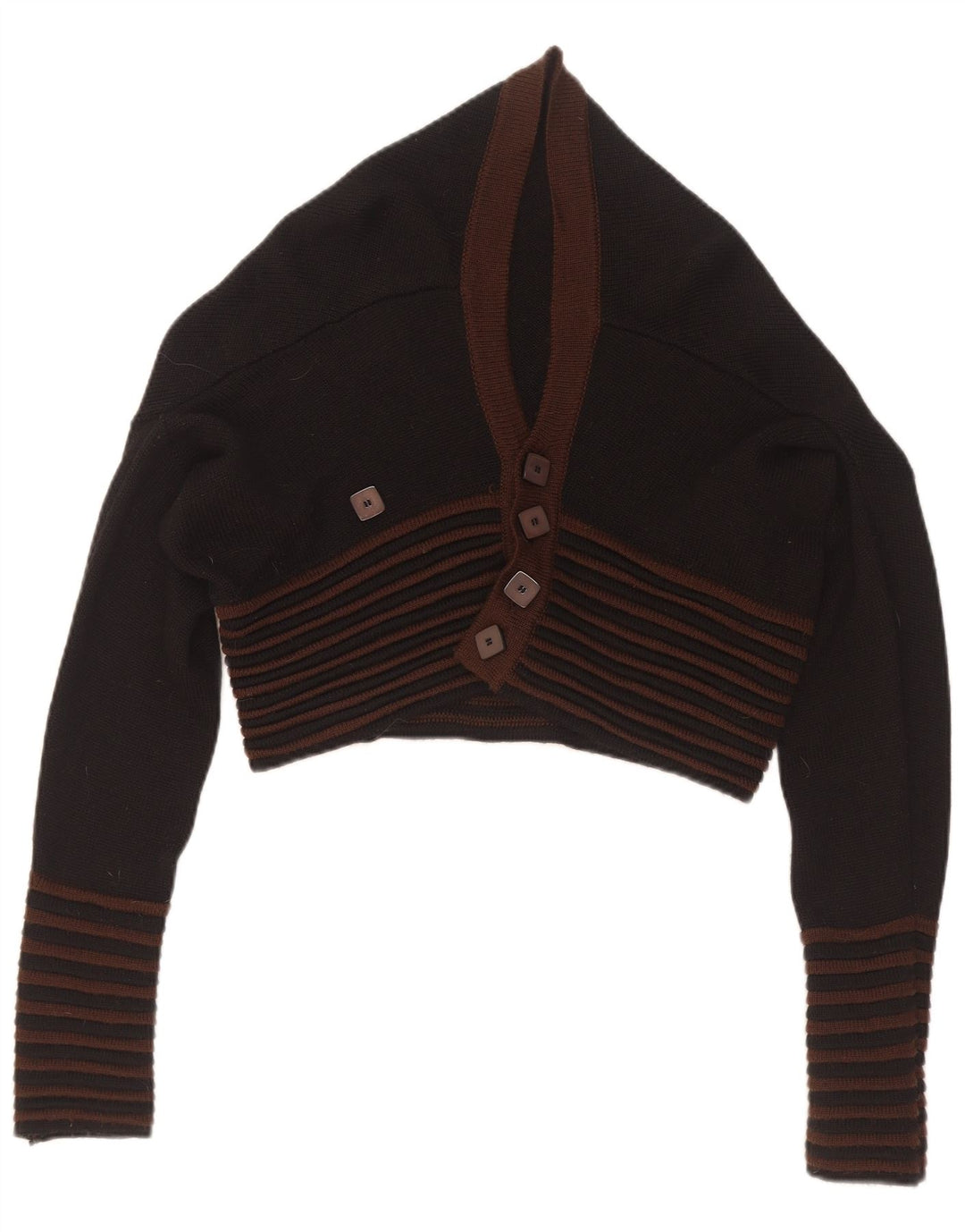 Vintage mujer crop cardigan suéter IT 44 medio negro rayas