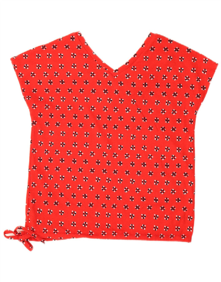 Marks & Spencer Blusa para Mujer Top UK 8 Pequeño Algodón Floral Rojo